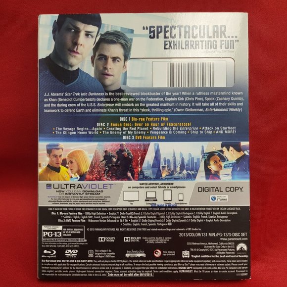 Star Trek Into Darkness 3 Disc Set Blue Ray DVD Digital Copy - Picture 4 of 14